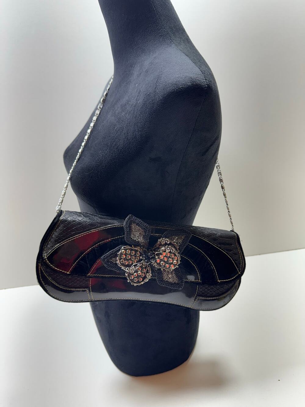 Vintage Mary Frances Black Rare Shoulder Purse Handbag Beaded Evening Glamour